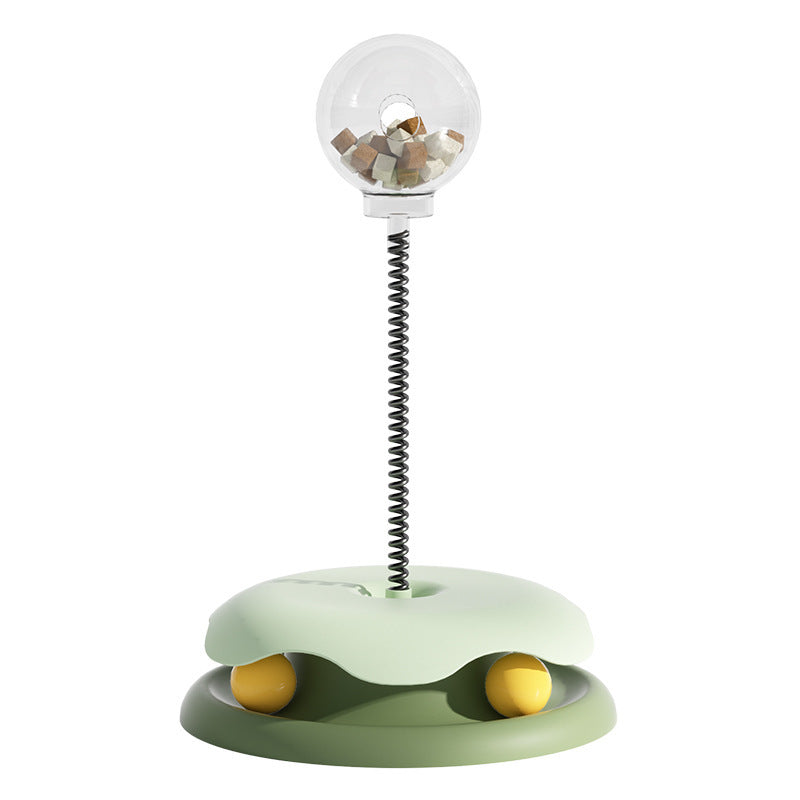 2-in-1 Interactive Cat Toy with Food Dispenser And Turntable Ball