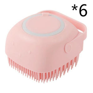 Silicone Pet Bath & Massage Brush With Shampoo Dispensing Grooming Tool