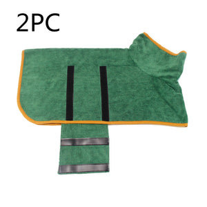 Quick-Dry Dog Towel Robe With Ultra-Absorbent Microfiber