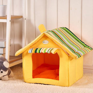 Removable Cover Striped Mat Dog House