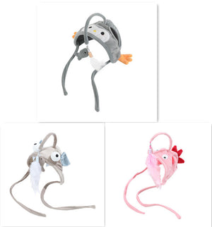 Head Wearing Feather Cat Stick Toy