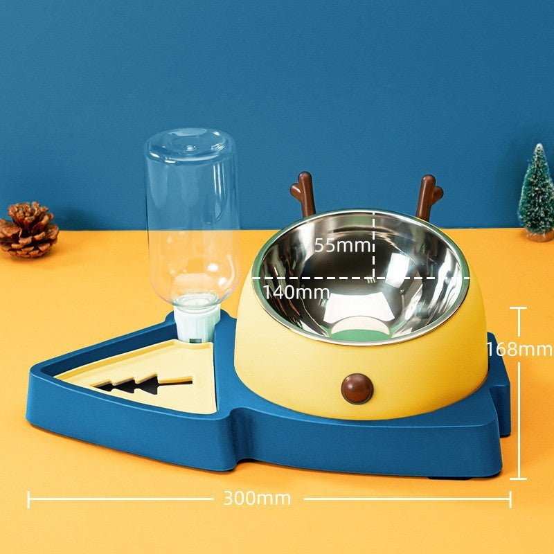 Pet Detachable Water Tray Feeding Bowl