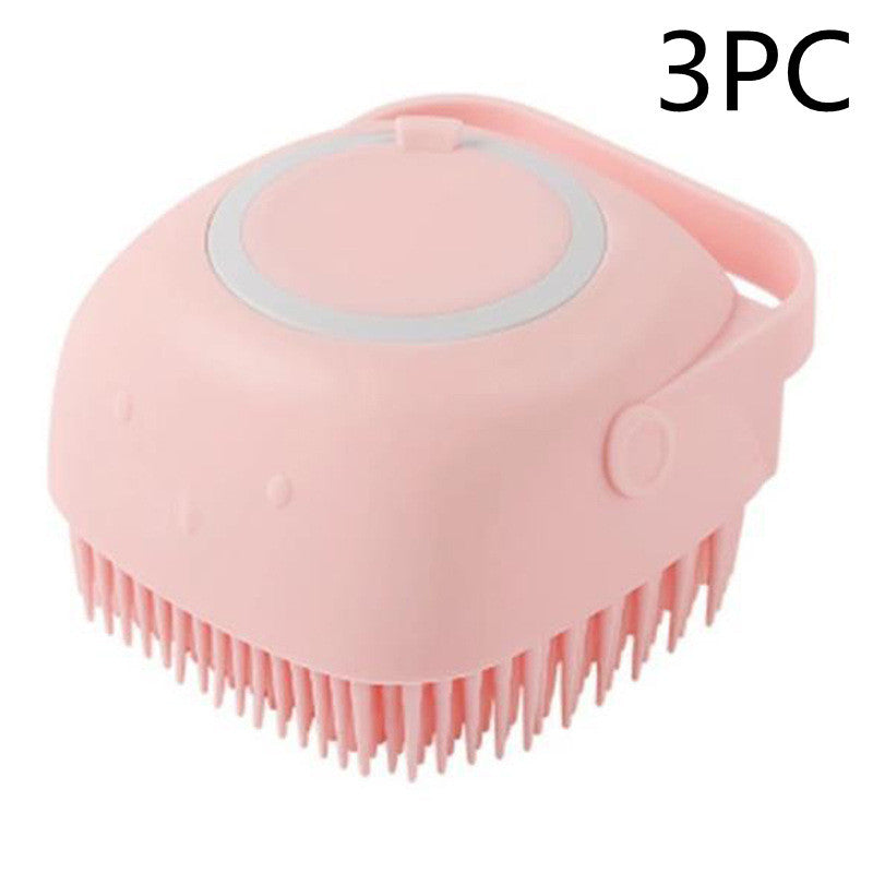 Silicone Pet Bath & Massage Brush With Shampoo Dispensing Grooming Tool
