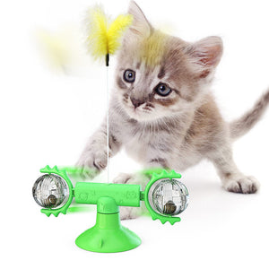 Cat Rotating Windmill Toy – Interactive Spinning Teaser  Suction Cup