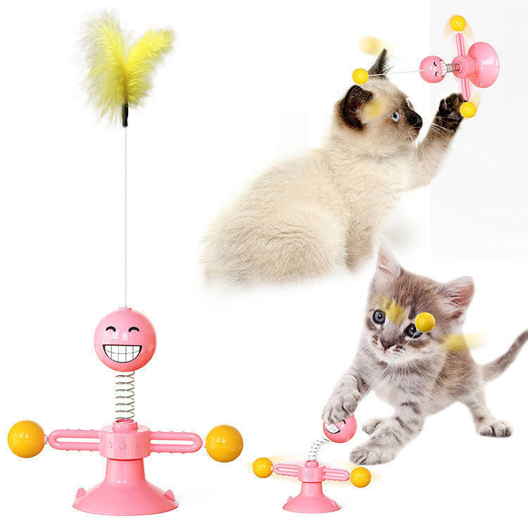 Cat Rotating Windmill Toy – Interactive Spinning Teaser  Suction Cup