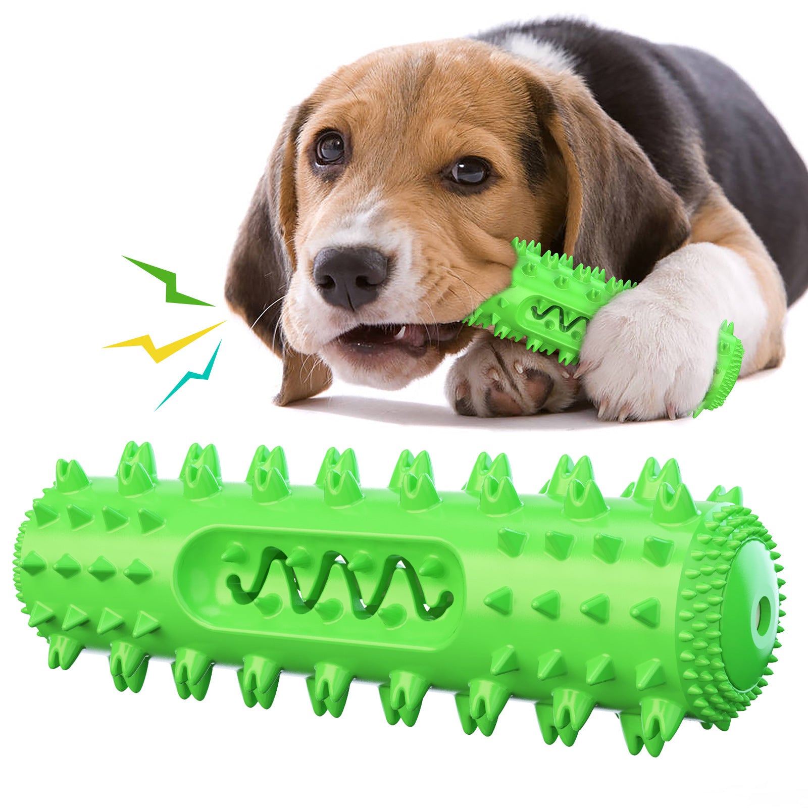 Durable Dog Teething Stick, Squeaky Chew Toy And Toothbrush