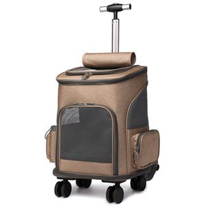 2-in-1 Pet Travel Carrier: Backpack & Rolling Trolley Bag