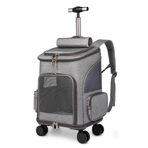 2-in-1 Pet Travel Carrier: Backpack & Rolling Trolley Bag