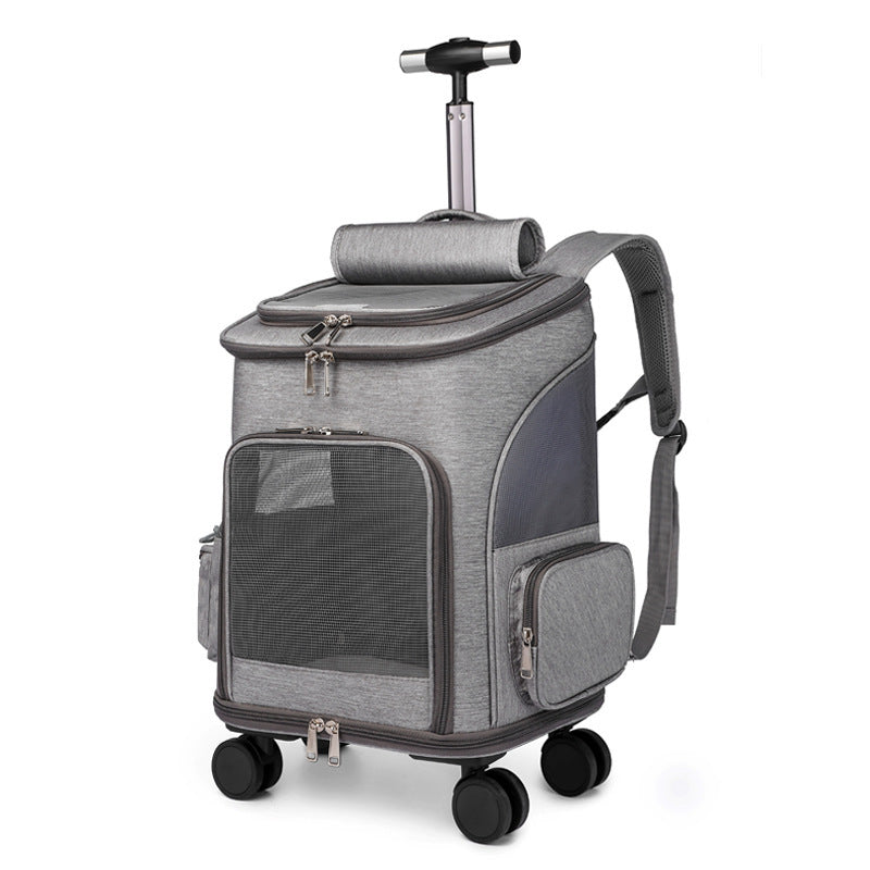 2-in-1 Pet Travel Carrier: Backpack & Rolling Trolley Bag