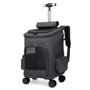 2-in-1 Pet Travel Carrier: Backpack & Rolling Trolley Bag