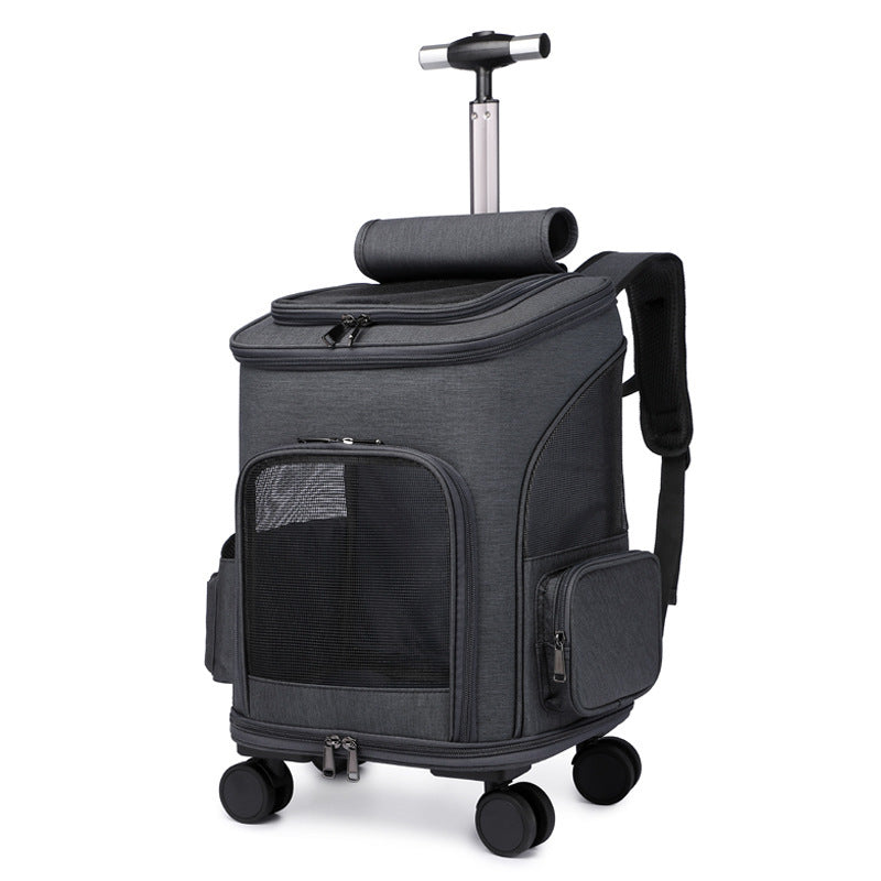 2-in-1 Pet Travel Carrier: Backpack & Rolling Trolley Bag