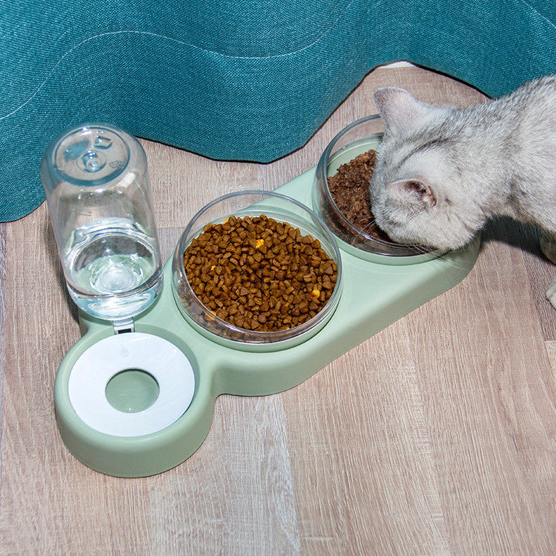 2-in-1 Pet Feeder Double Food Bowl with Automatic Water Fountain
