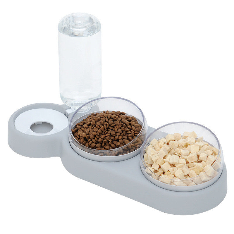2-in-1 Pet Feeder Double Food Bowl with Automatic Water Fountain
