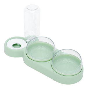 2-in-1 Pet Feeder Double Food Bowl with Automatic Water Fountain