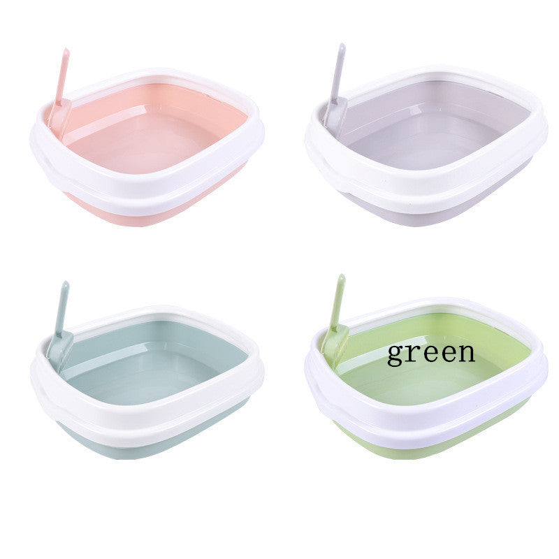 Large Anti-Splash Cat Litter Box with Detachable Shield