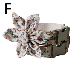 White Flower Pet Metal Buckle Collar