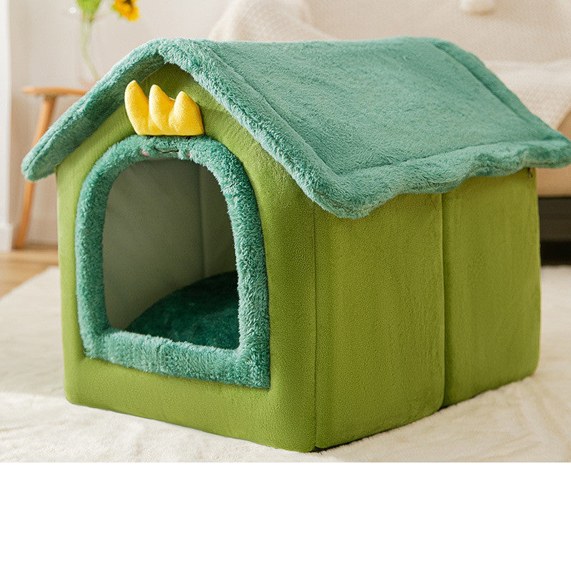 Foldable Enclosed Cave Warm Winter Bed Pet House for Cats & Dogs