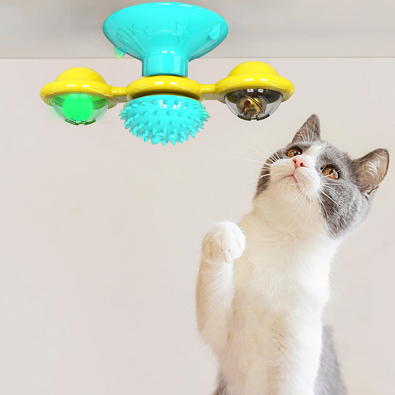 Cat Rotating Windmill Toy – Interactive Spinning Teaser  Suction Cup