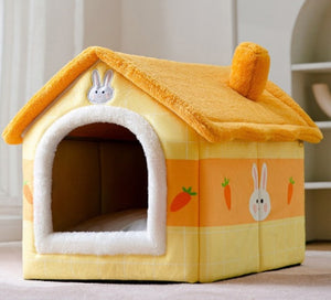 Foldable Enclosed Cave Warm Winter Bed Pet House for Cats & Dogs