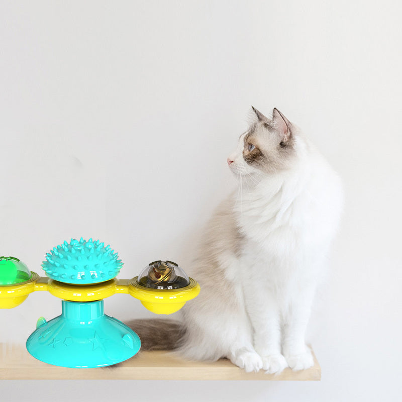 Cat Rotating Windmill Toy – Interactive Spinning Teaser  Suction Cup