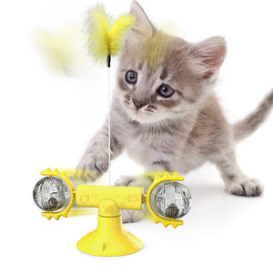 Cat Rotating Windmill Toy – Interactive Spinning Teaser  Suction Cup