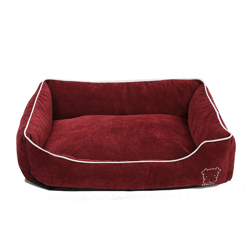 Calming Bolster Dog Bed - Orthopedic Corduroy Pet Sofa with Removable Washable Cover - Anti-Anxiety Lounger for Small, Medium & Large Dogs