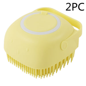 Silicone Pet Bath & Massage Brush With Shampoo Dispensing Grooming Tool