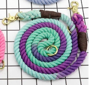 Multi-color cotton pet long leash