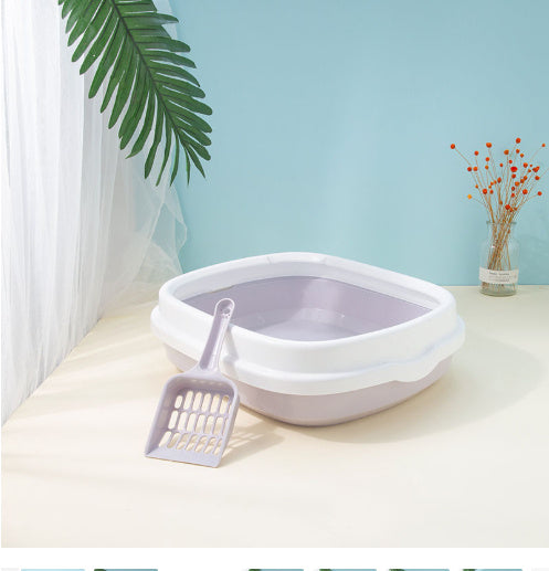 Large Anti-Splash Cat Litter Box with Detachable Shield