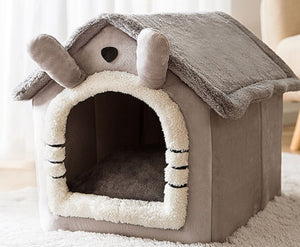 Foldable Enclosed Cave Warm Winter Bed Pet House for Cats & Dogs