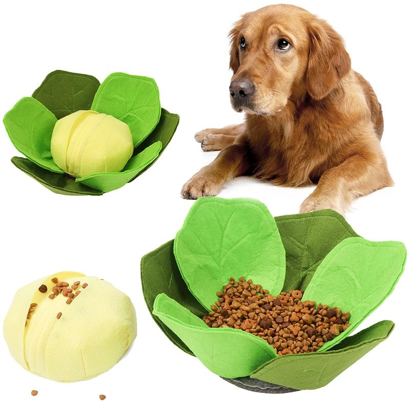 Dog Cabbage Sniffing Bowl Toy – Interactive Nose Work & Slow Feeder