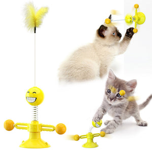 Cat Rotating Windmill Toy – Interactive Spinning Teaser  Suction Cup