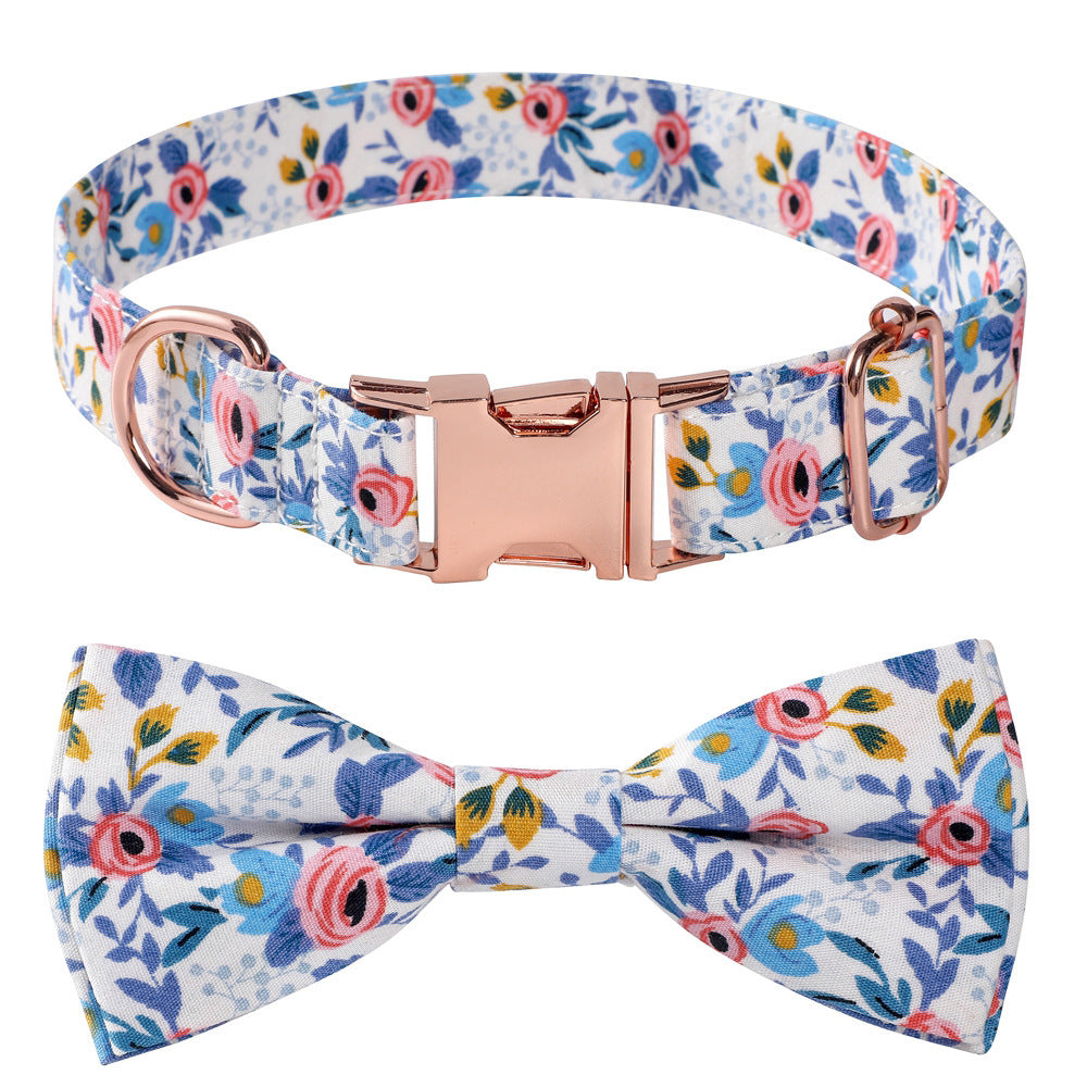 Floral Rose Gold Buckle Dog Collar