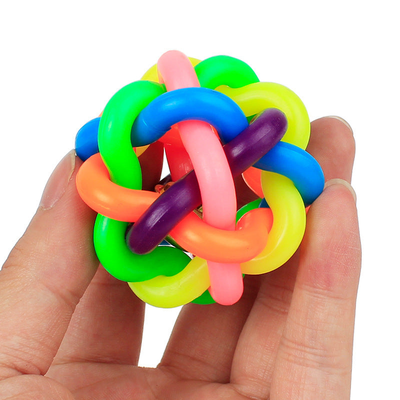 Dog Colorful bell woven ball toy