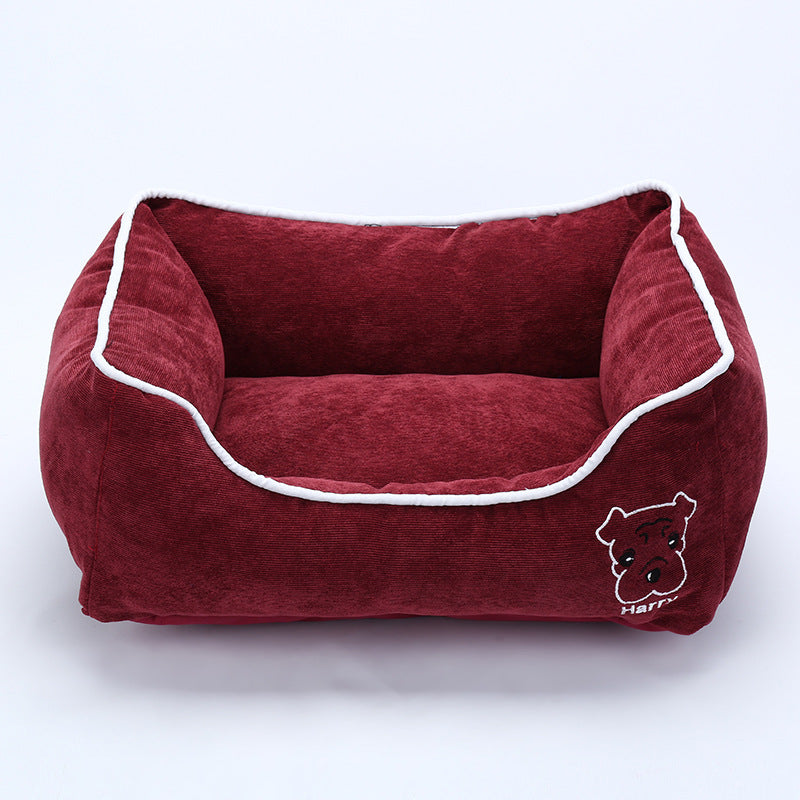 Calming Bolster Dog Bed - Orthopedic Corduroy Pet Sofa with Removable Washable Cover - Anti-Anxiety Lounger for Small, Medium & Large Dogs