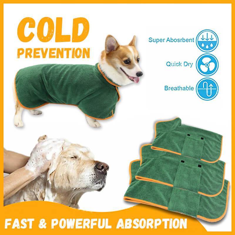 Quick-Dry Dog Towel Robe With Ultra-Absorbent Microfiber
