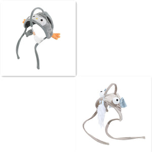 Head Wearing Feather Cat Stick Toy