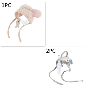 Head Wearing Feather Cat Stick Toy