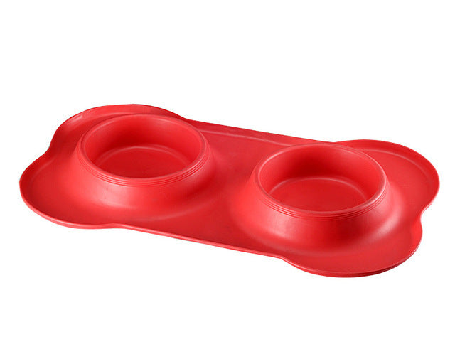Pet Bone Silicone Double Bowl – Non-Slip, Foldable & Easy to Clean