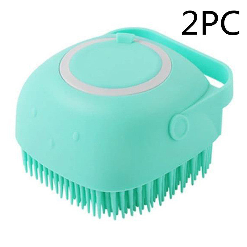 Silicone Pet Bath & Massage Brush With Shampoo Dispensing Grooming Tool
