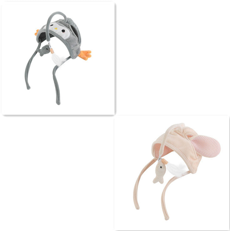 Head Wearing Feather Cat Stick Toy