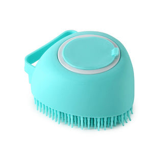 Silicone Pet Bath & Massage Brush With Shampoo Dispensing Grooming Tool