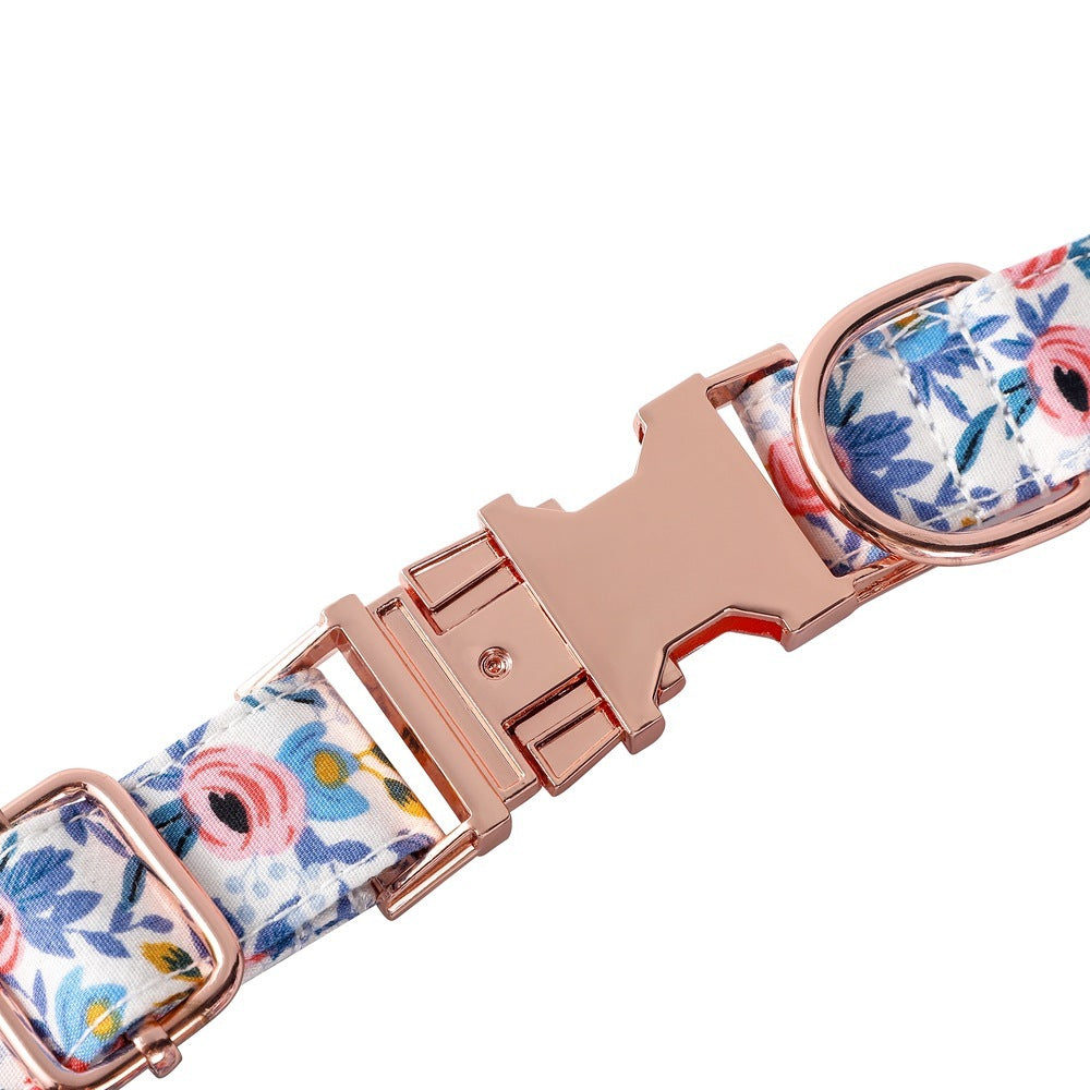 Floral Rose Gold Buckle Dog Collar