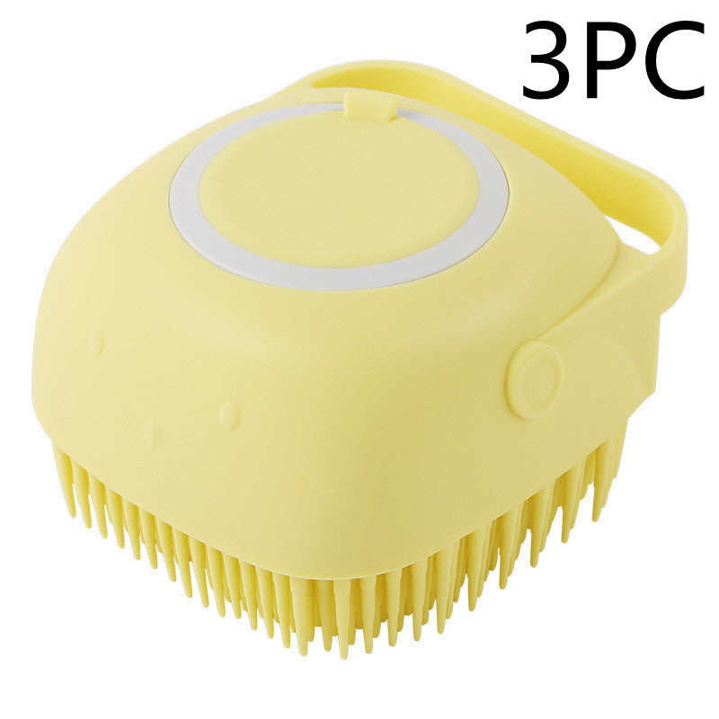 Silicone Pet Bath & Massage Brush With Shampoo Dispensing Grooming Tool