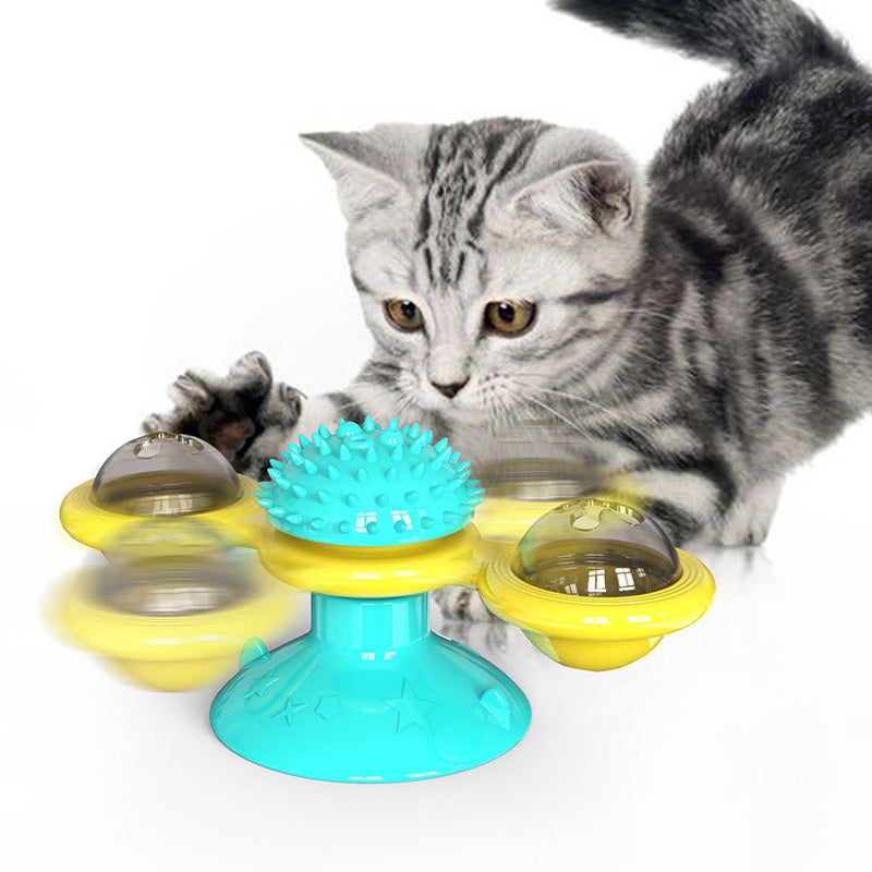 Cat Rotating Windmill Toy – Interactive Spinning Teaser  Suction Cup