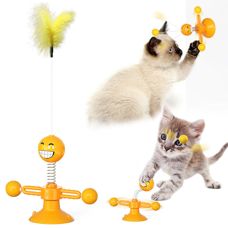 Cat Rotating Windmill Toy – Interactive Spinning Teaser  Suction Cup