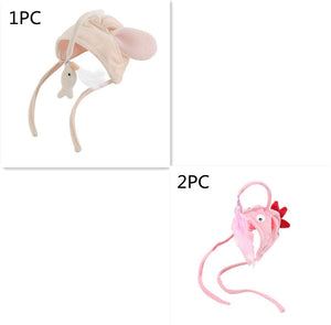 Head Wearing Feather Cat Stick Toy