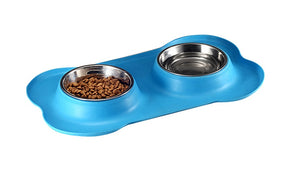 Pet Bone Silicone Double Bowl – Non-Slip, Foldable & Easy to Clean