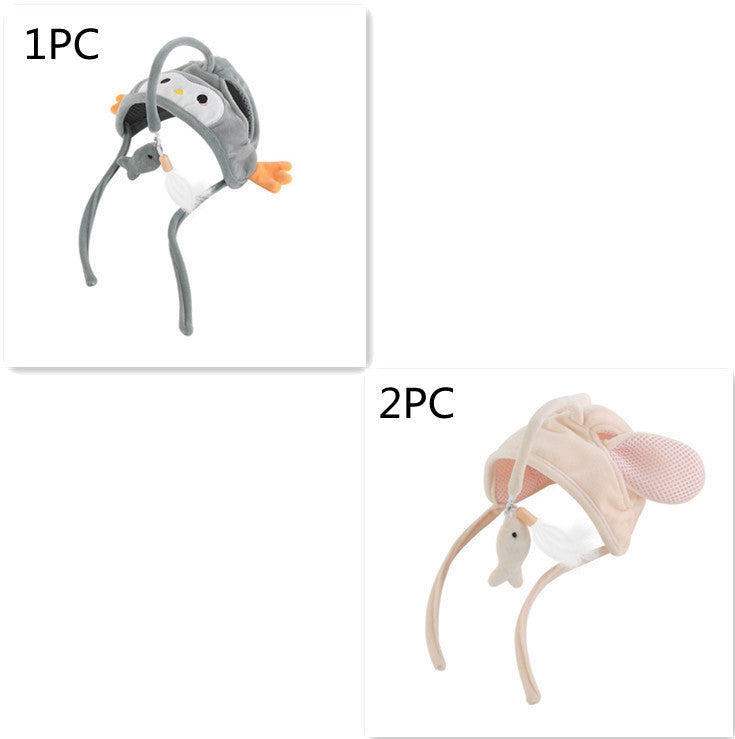 Head Wearing Feather Cat Stick Toy