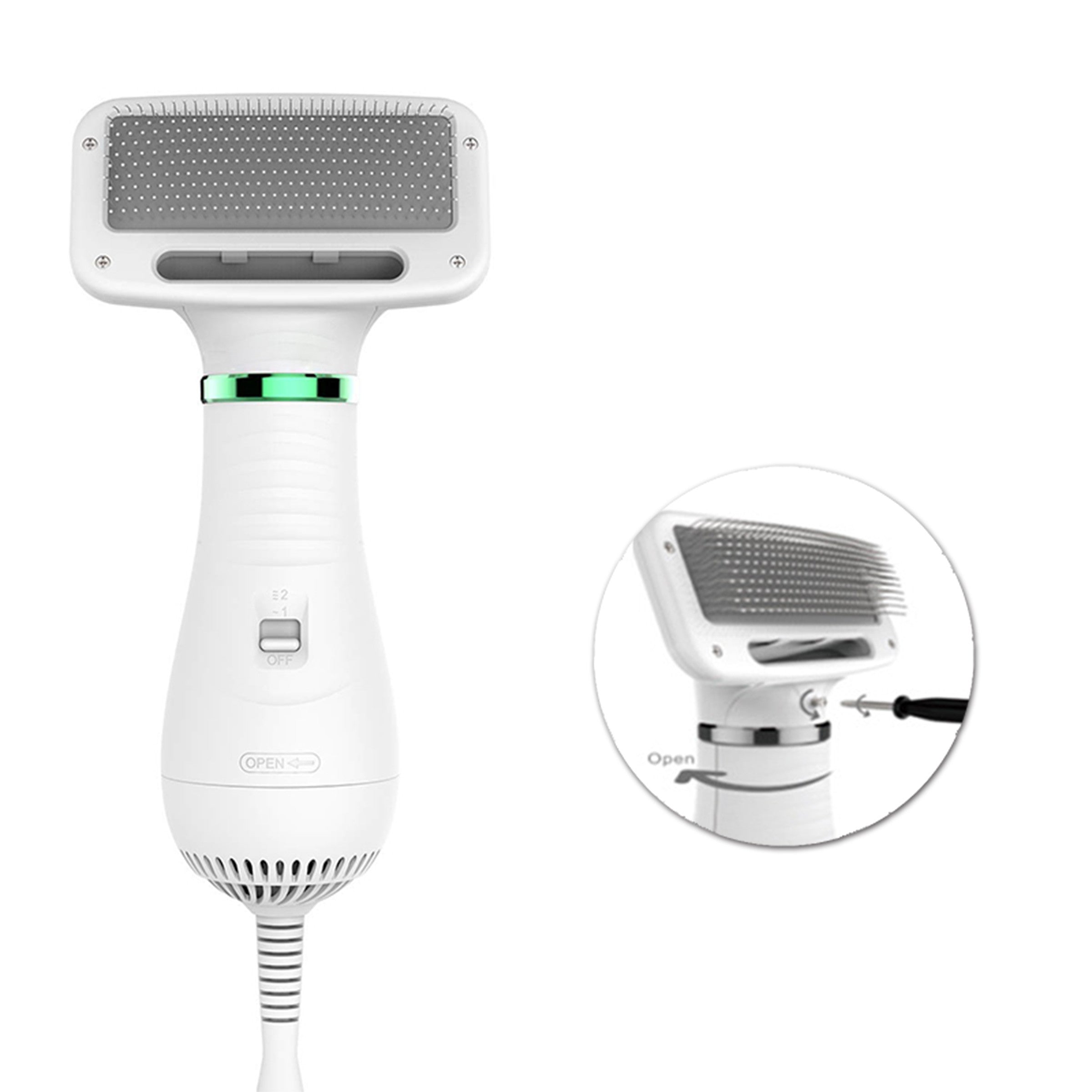 Pet hair dryer brush